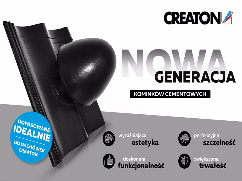 Nowa generacja cementowych dachówek kominkowych Ø 100 mm marki CREATON